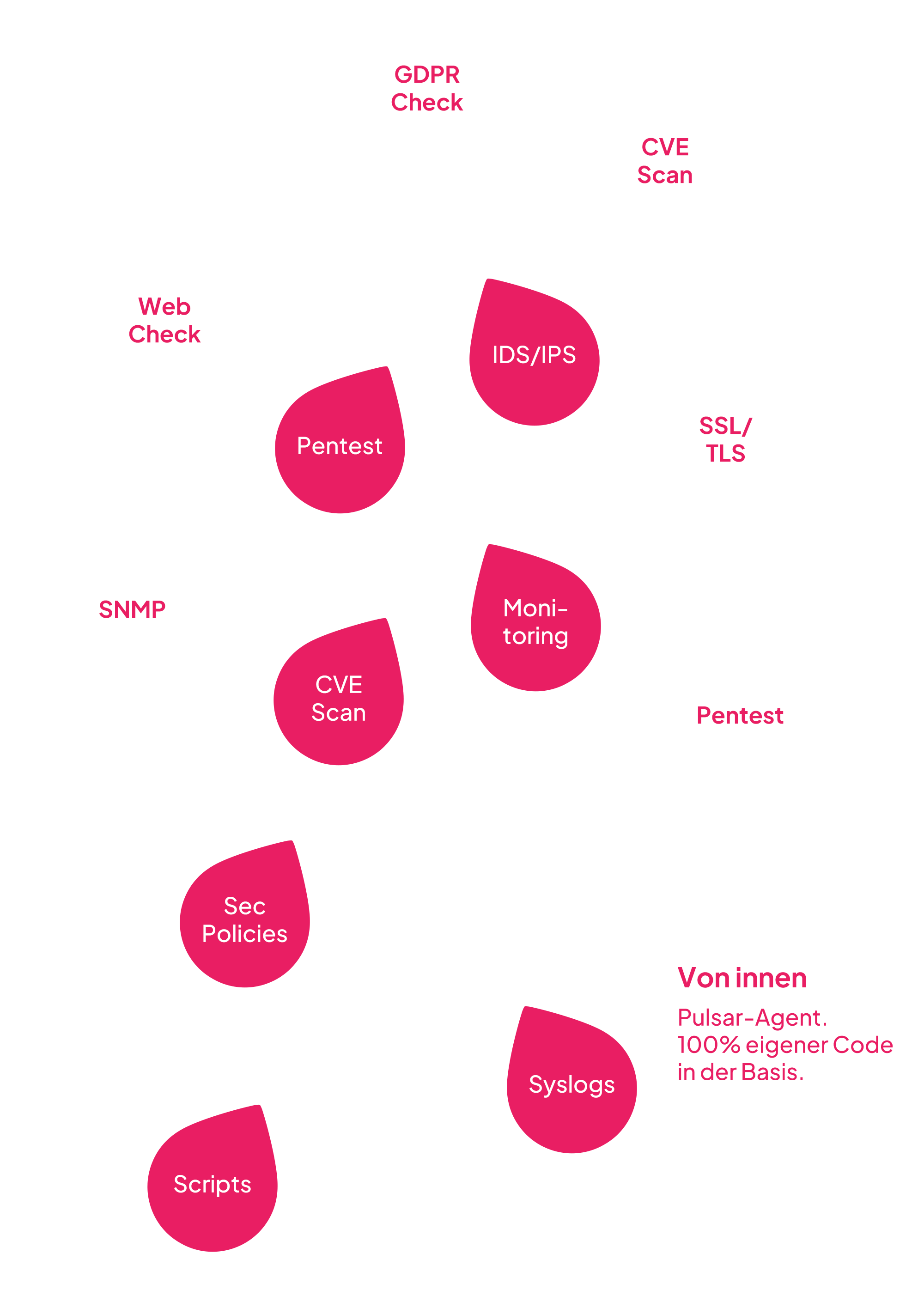IT-Architektur Von außen Agentenlos. 100% selbst entwickelt in Jena. Von innen Pulsar-Agent. 100% eigener Code in der Basis.