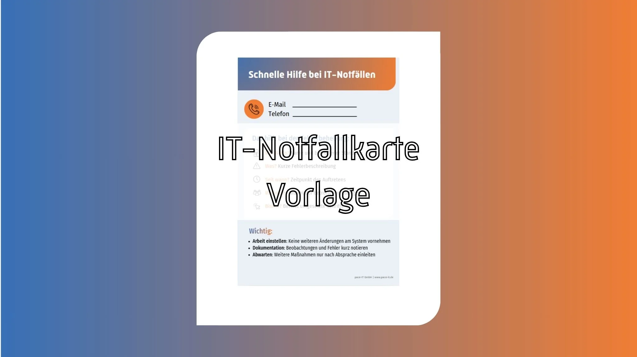 Screenshot IT-Notfallkarte für IT-Notfälle in Unternehmen